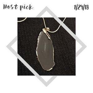 black geode slice with arrow necklace